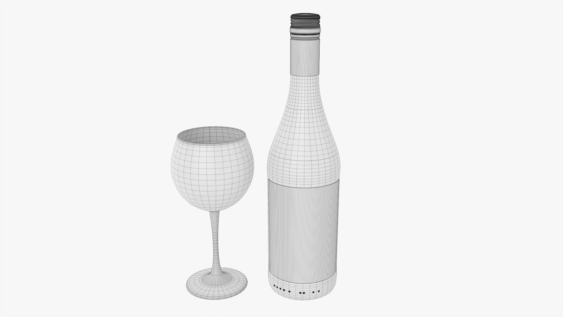 Wine bottle mockup 08 screw cap with glass 3D model_5
