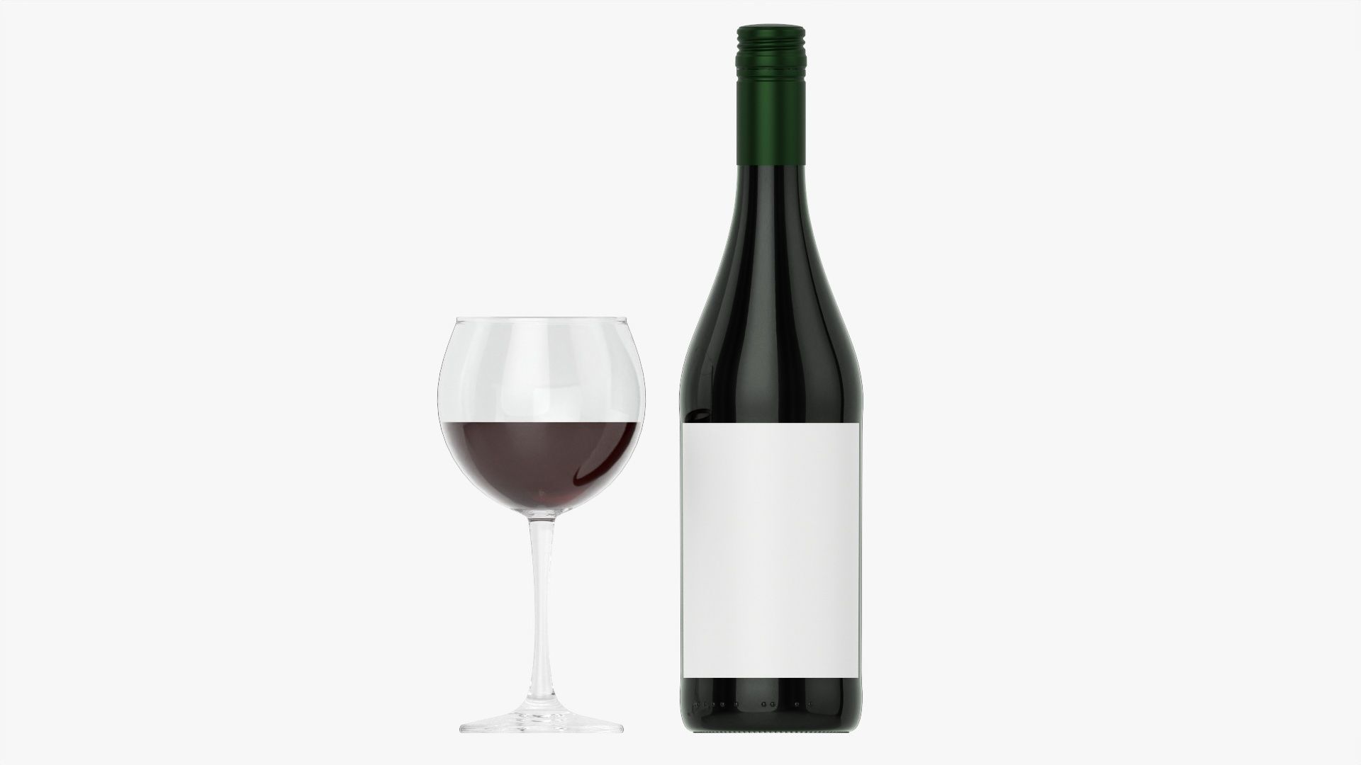 Wine bottle mockup 08 screw cap with glass 3D model_4