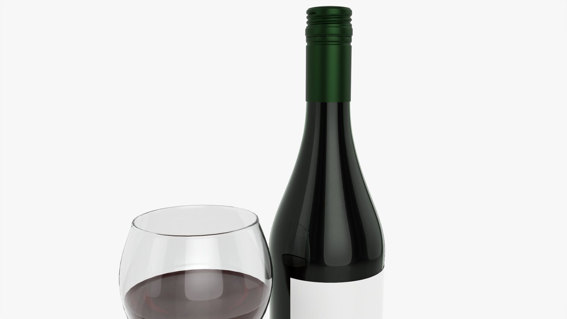 Wine bottle mockup 08 screw cap with glass 3D model_2