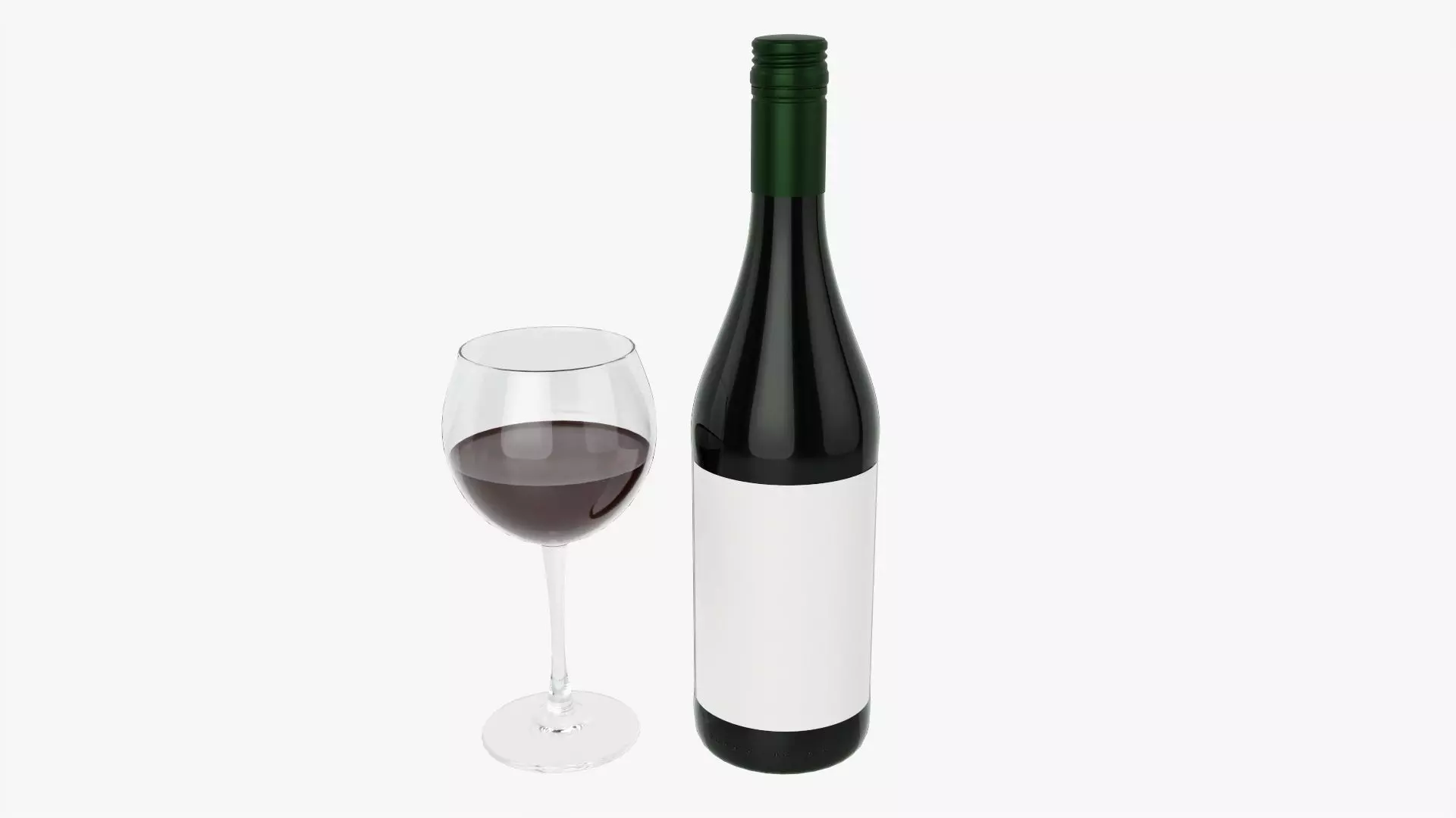 Wine bottle mockup 08 screw cap with glass 3D model_0
