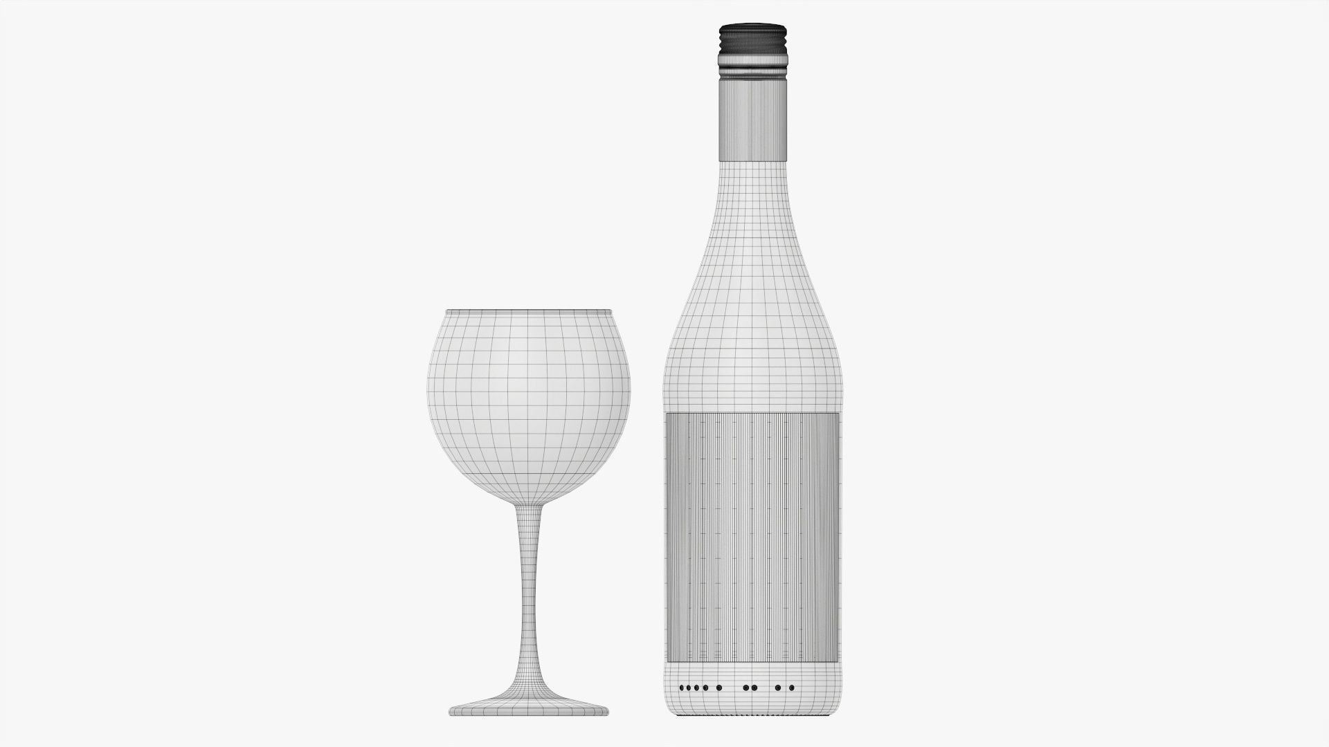 Wine bottle mockup 08 screw cap with glass 3D model_8