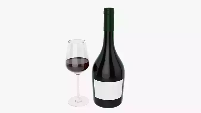 Wine bottle mockup 12 with glass