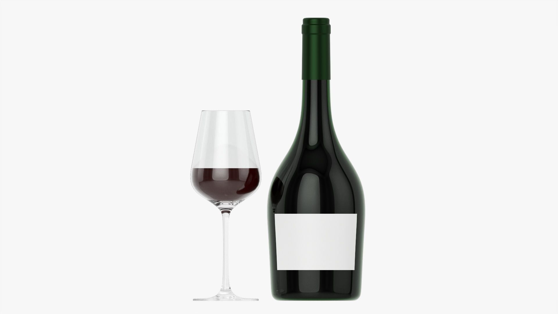 Wine bottle mockup 12 with glass 3D model_4