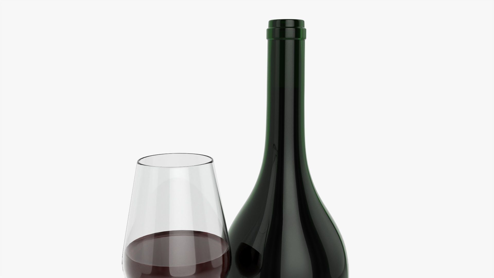 Wine bottle mockup 12 with glass 3D model_3