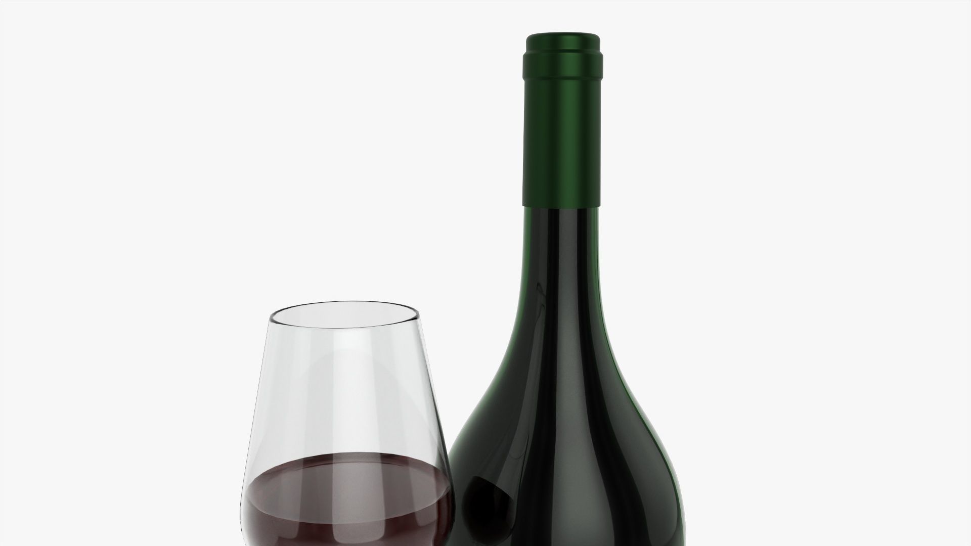 Wine bottle mockup 12 with glass 3D model_2