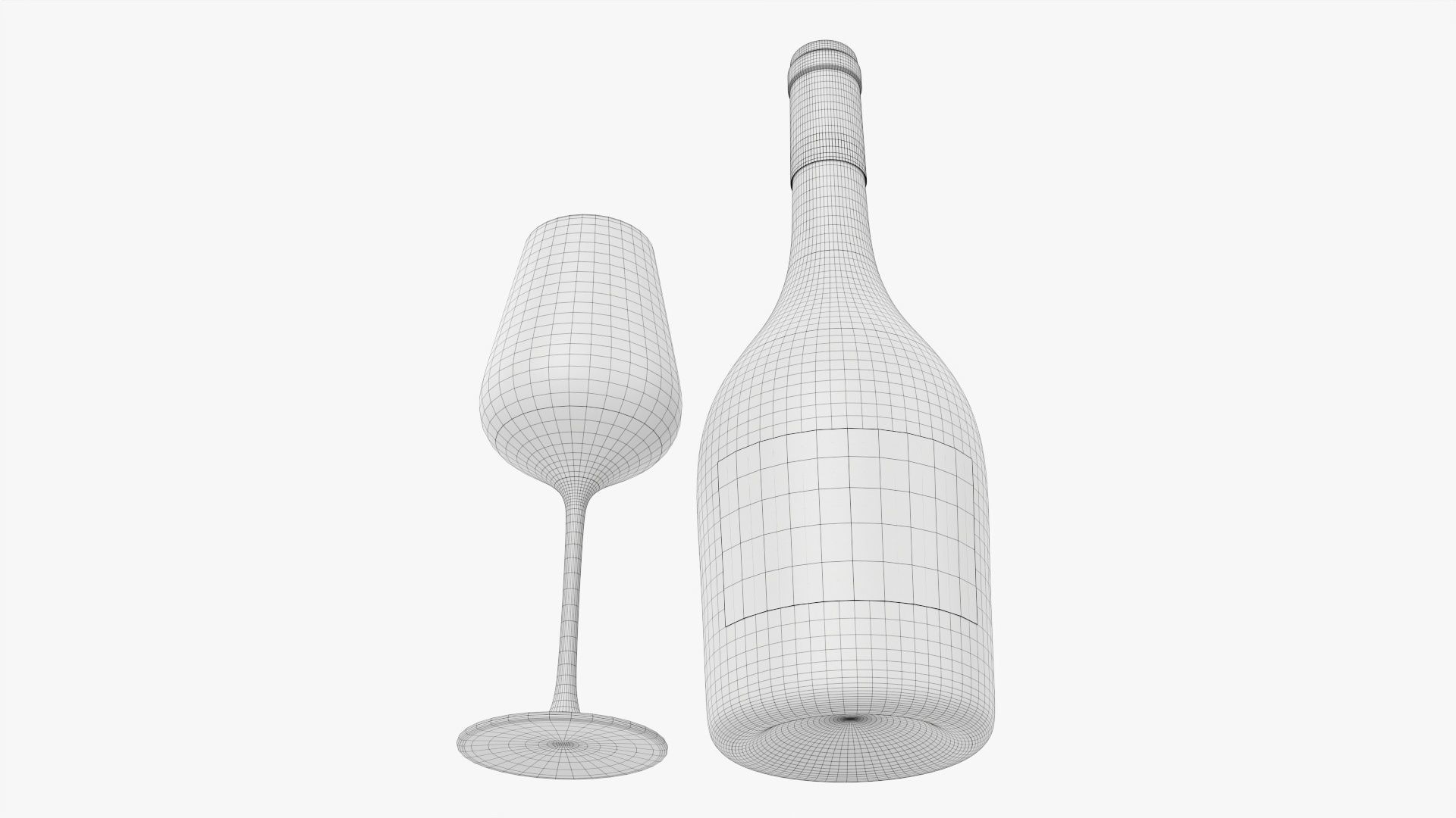 Wine bottle mockup 12 with glass 3D model_6