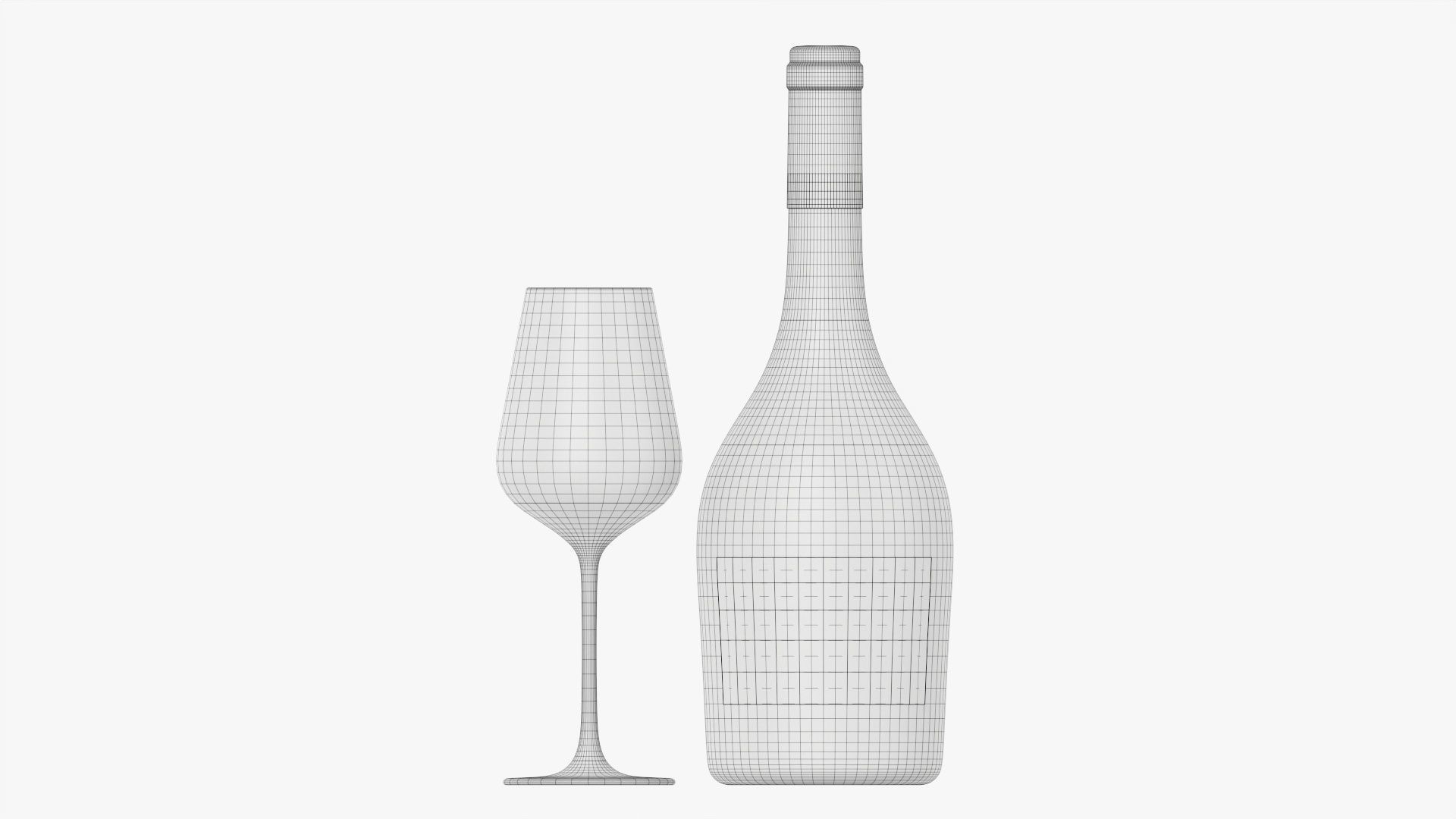 Wine bottle mockup 12 with glass 3D model_8