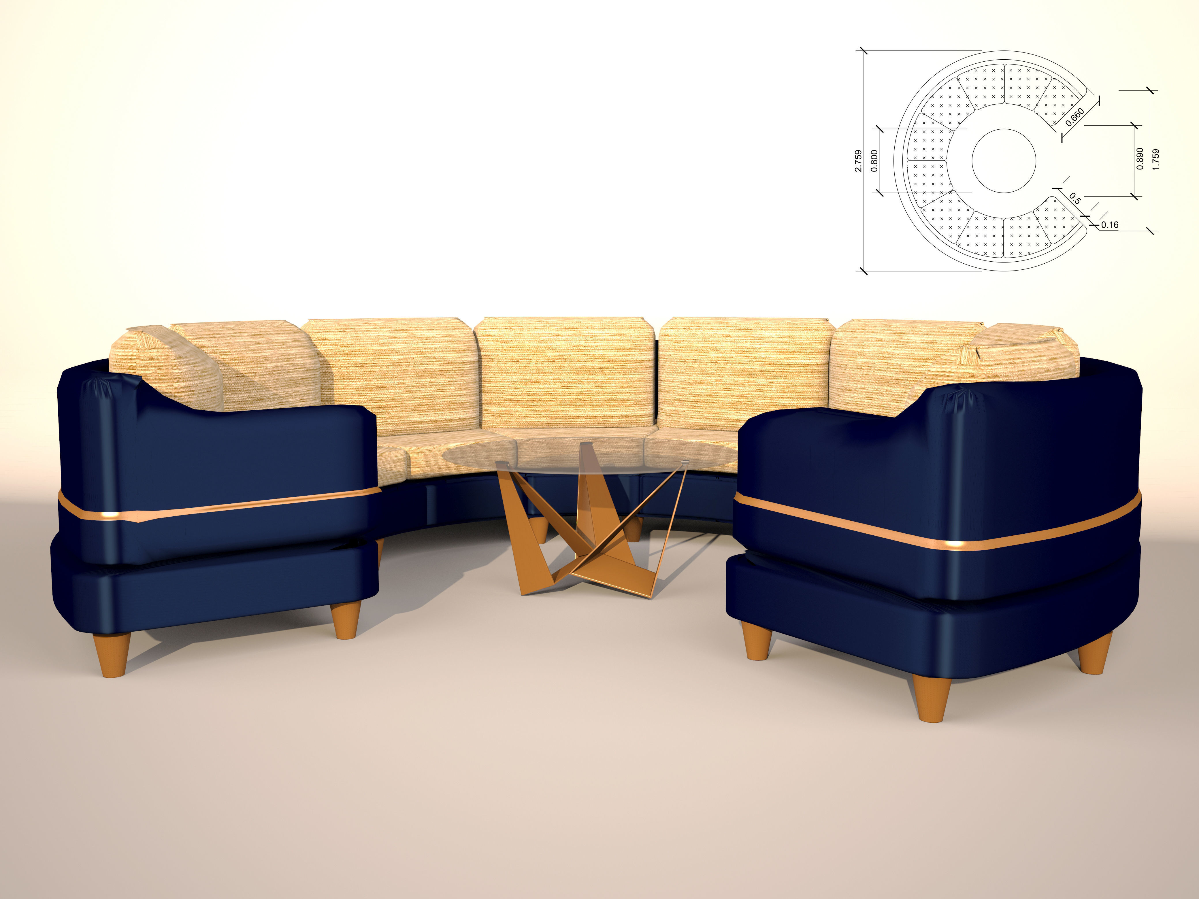  circular sofa 3D model_1