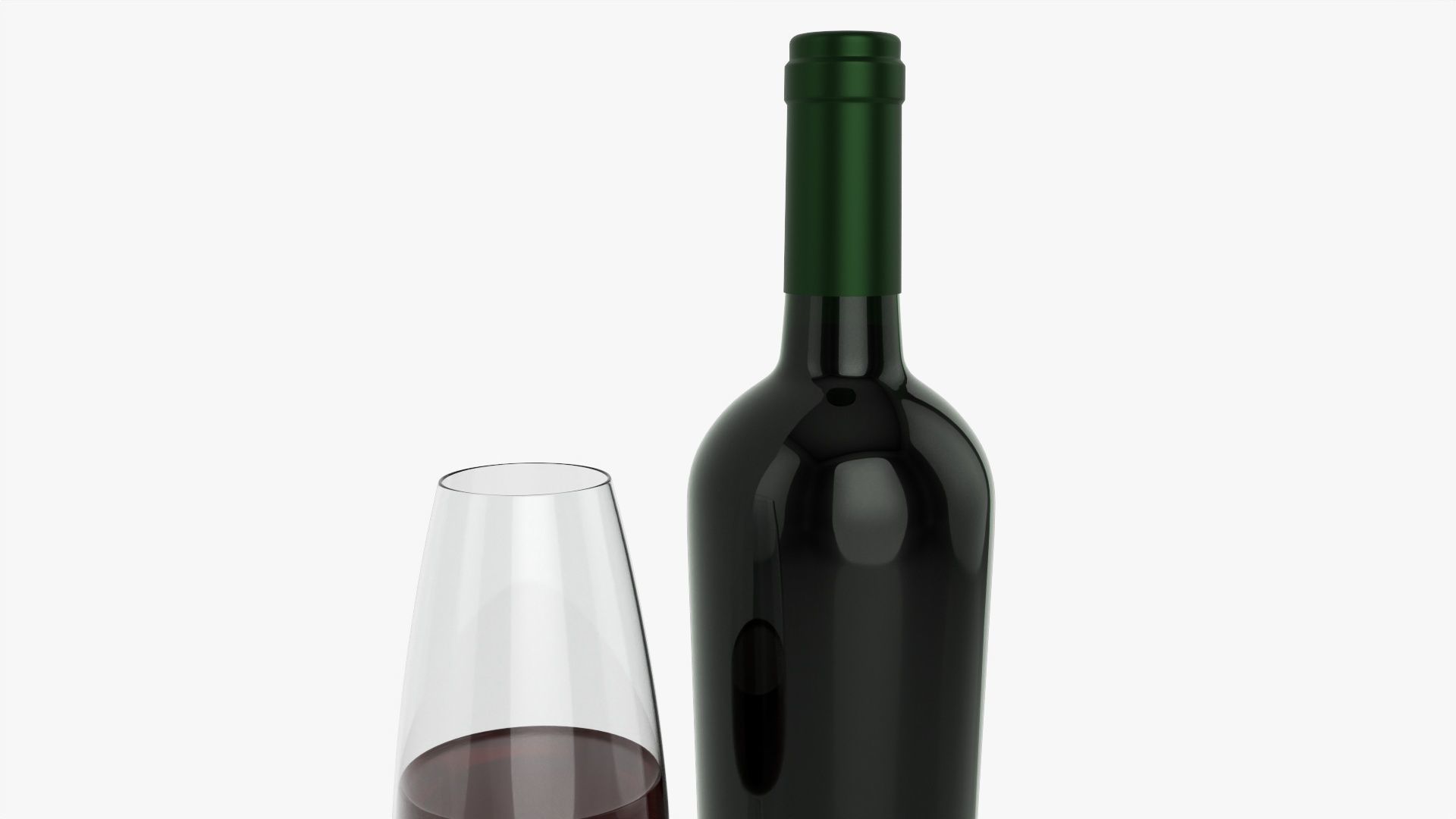 Wine bottle mockup 15 with glass 3D model_2
