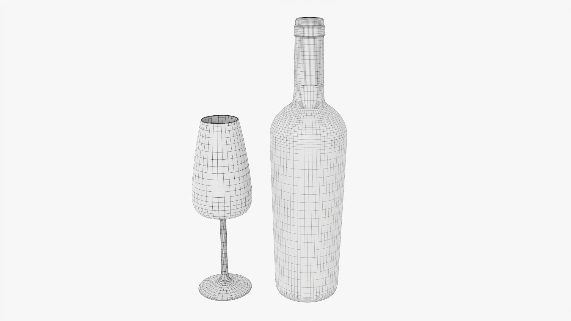 Wine bottle mockup 15 with glass 3D model_5