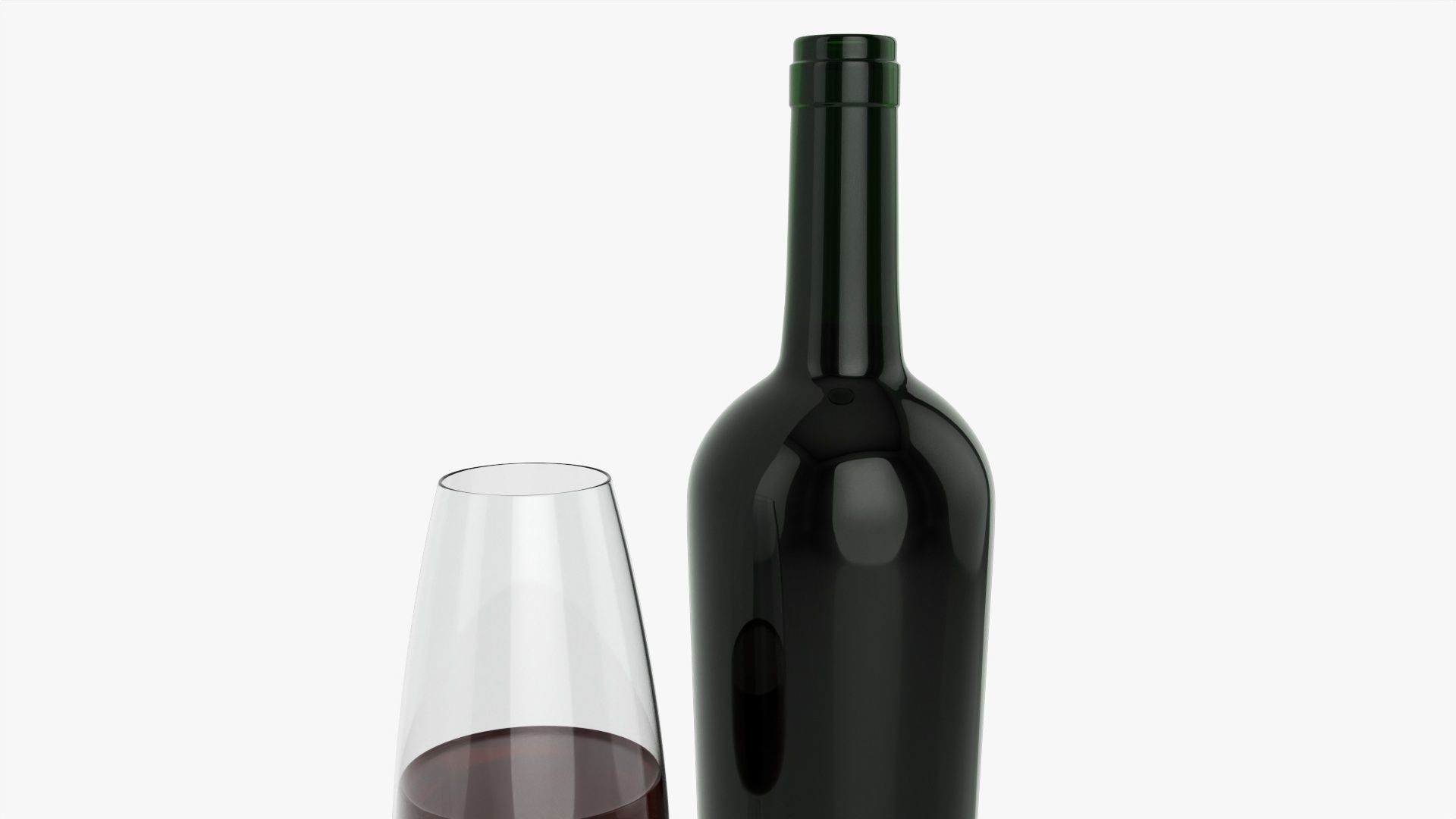 Wine bottle mockup 15 with glass 3D model_3