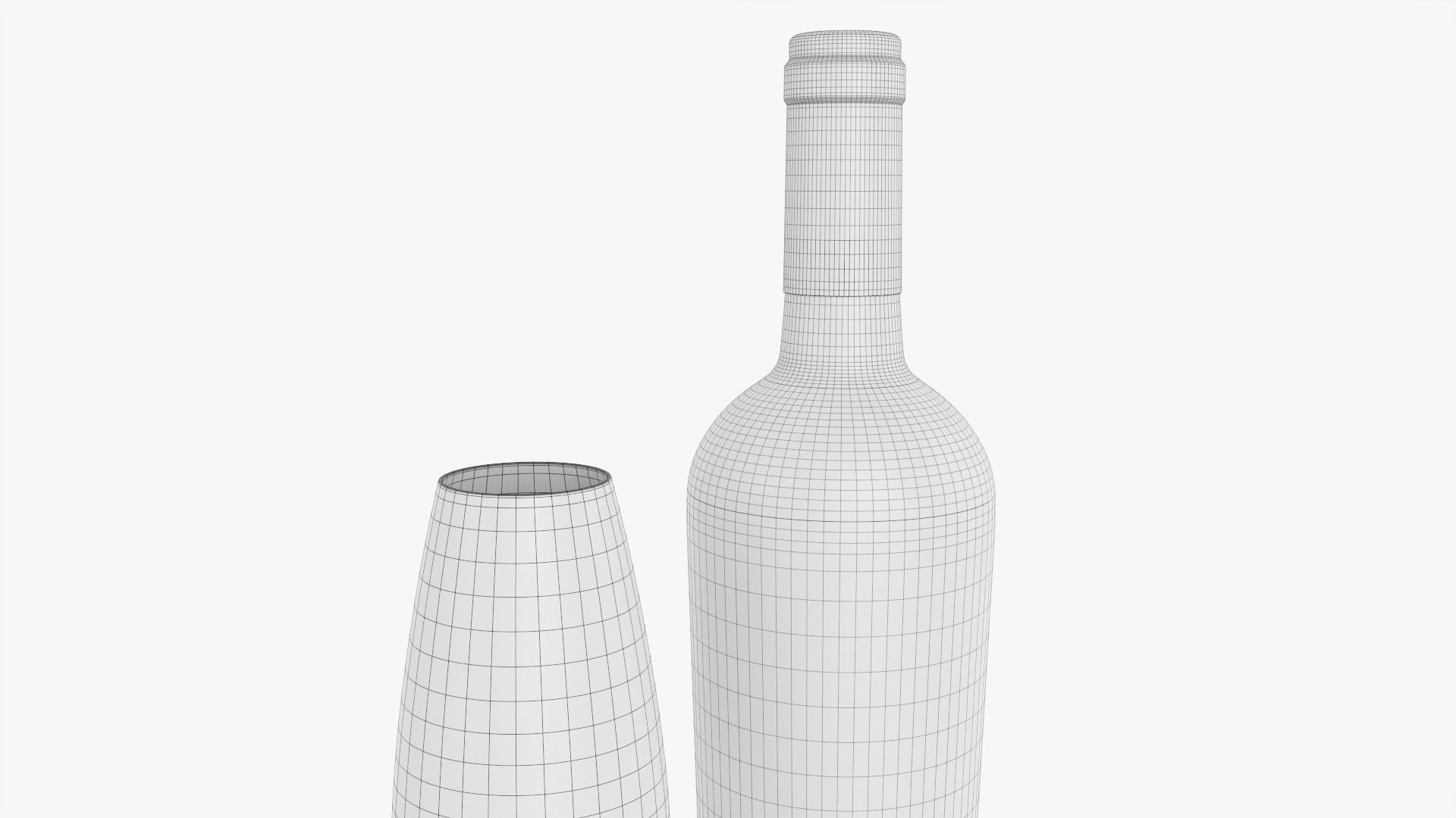 Wine bottle mockup 15 with glass 3D model_7