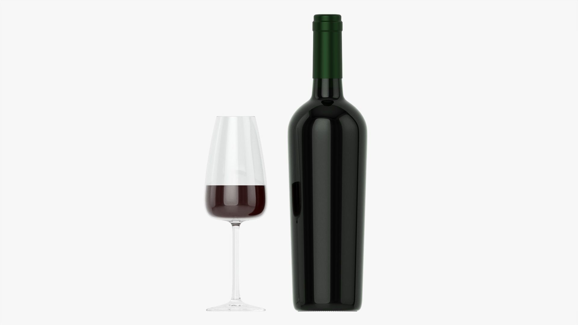 Wine bottle mockup 15 with glass 3D model_4