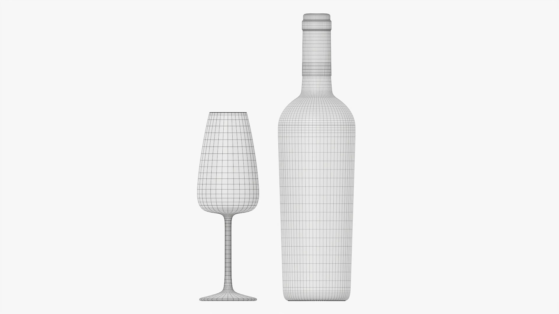 Wine bottle mockup 15 with glass 3D model_8