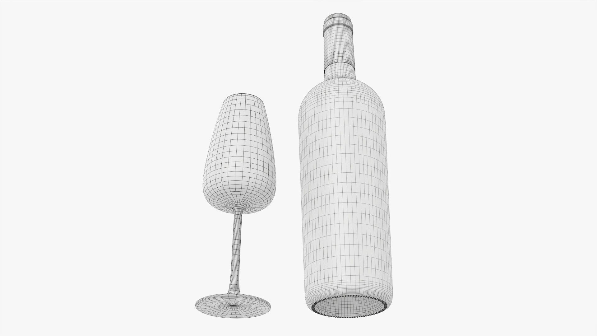 Wine bottle mockup 15 with glass 3D model_6