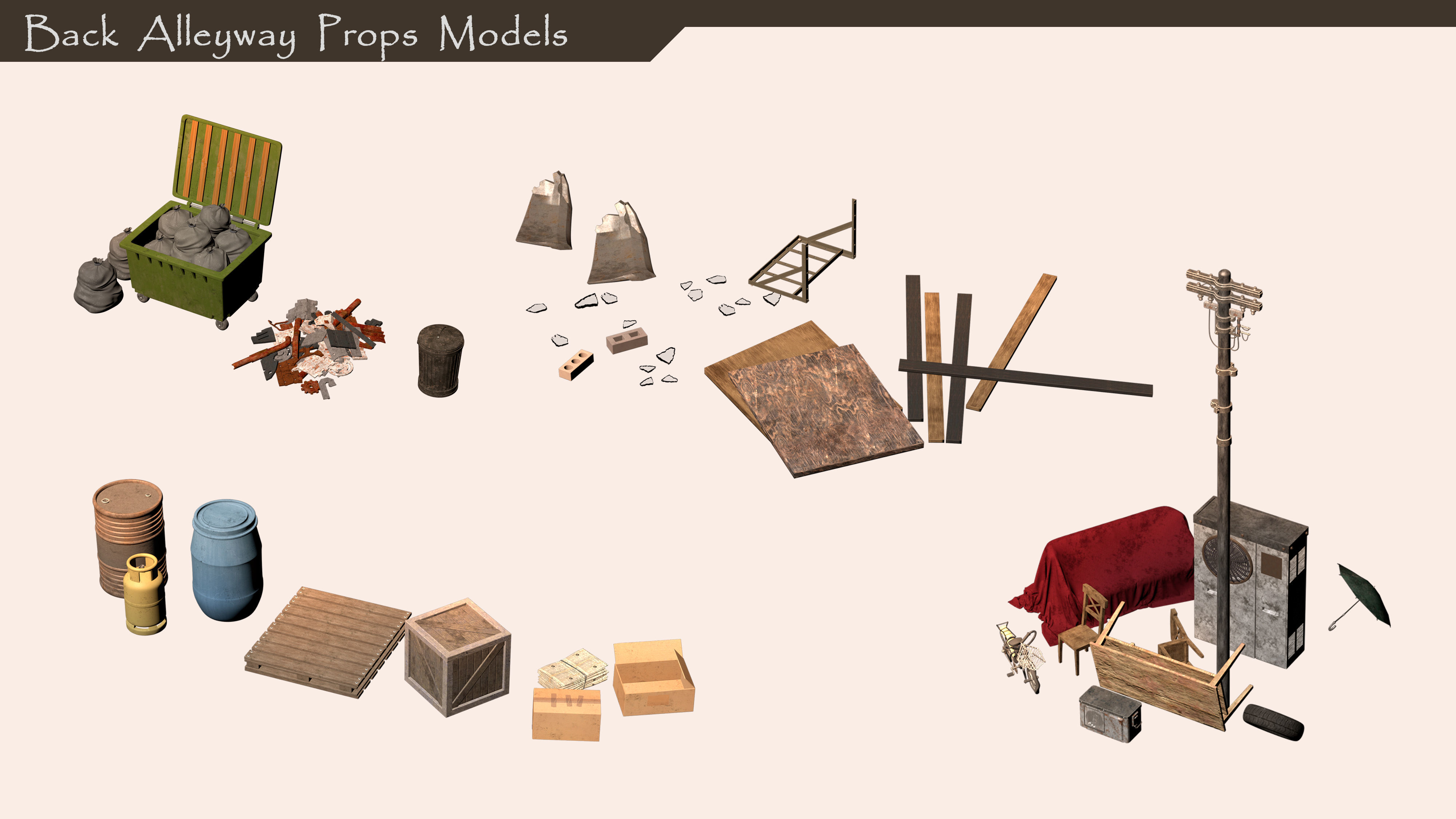 Exterior Alleyway Set 3D model_6