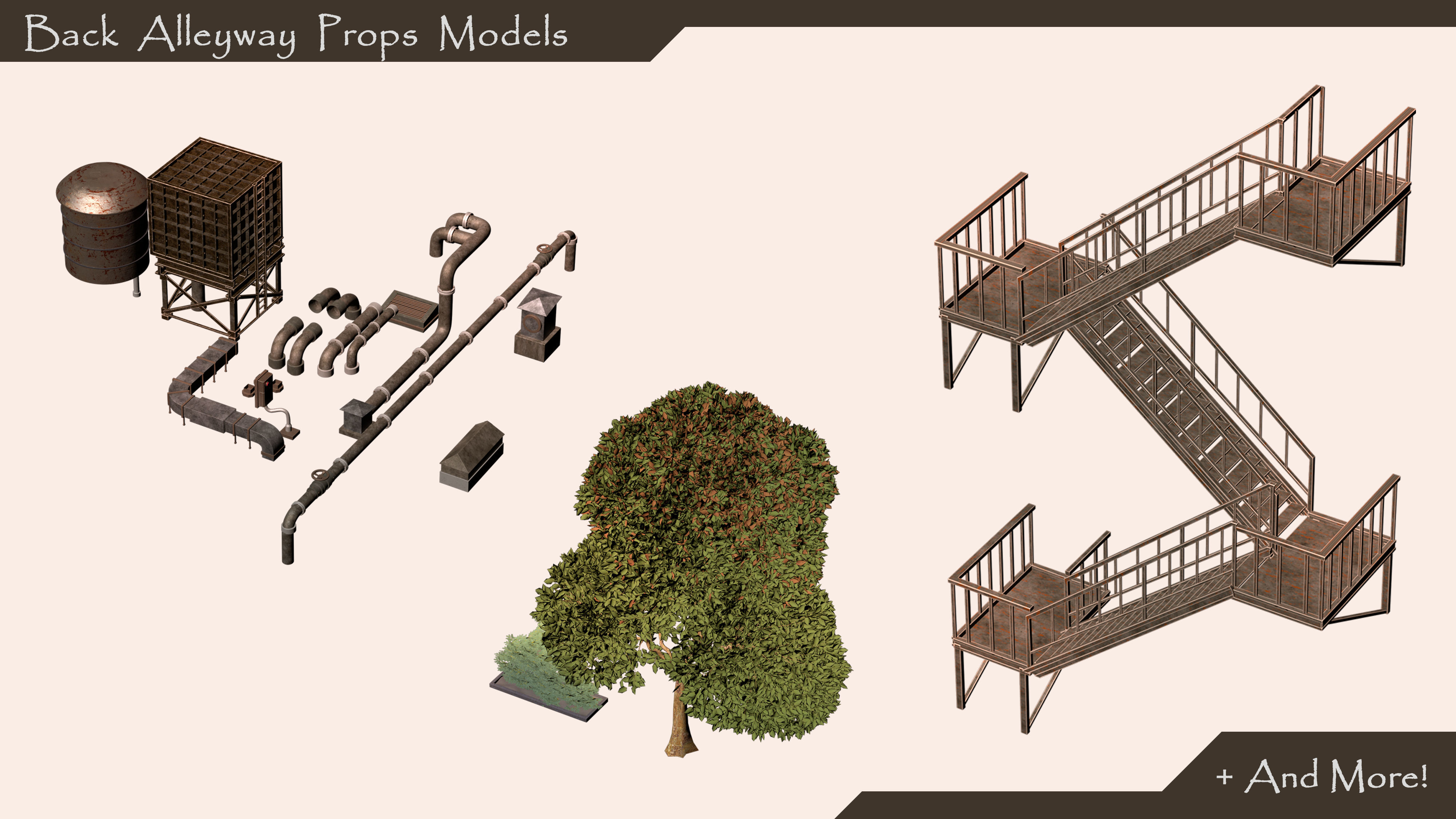 Exterior Alleyway Set 3D model_5