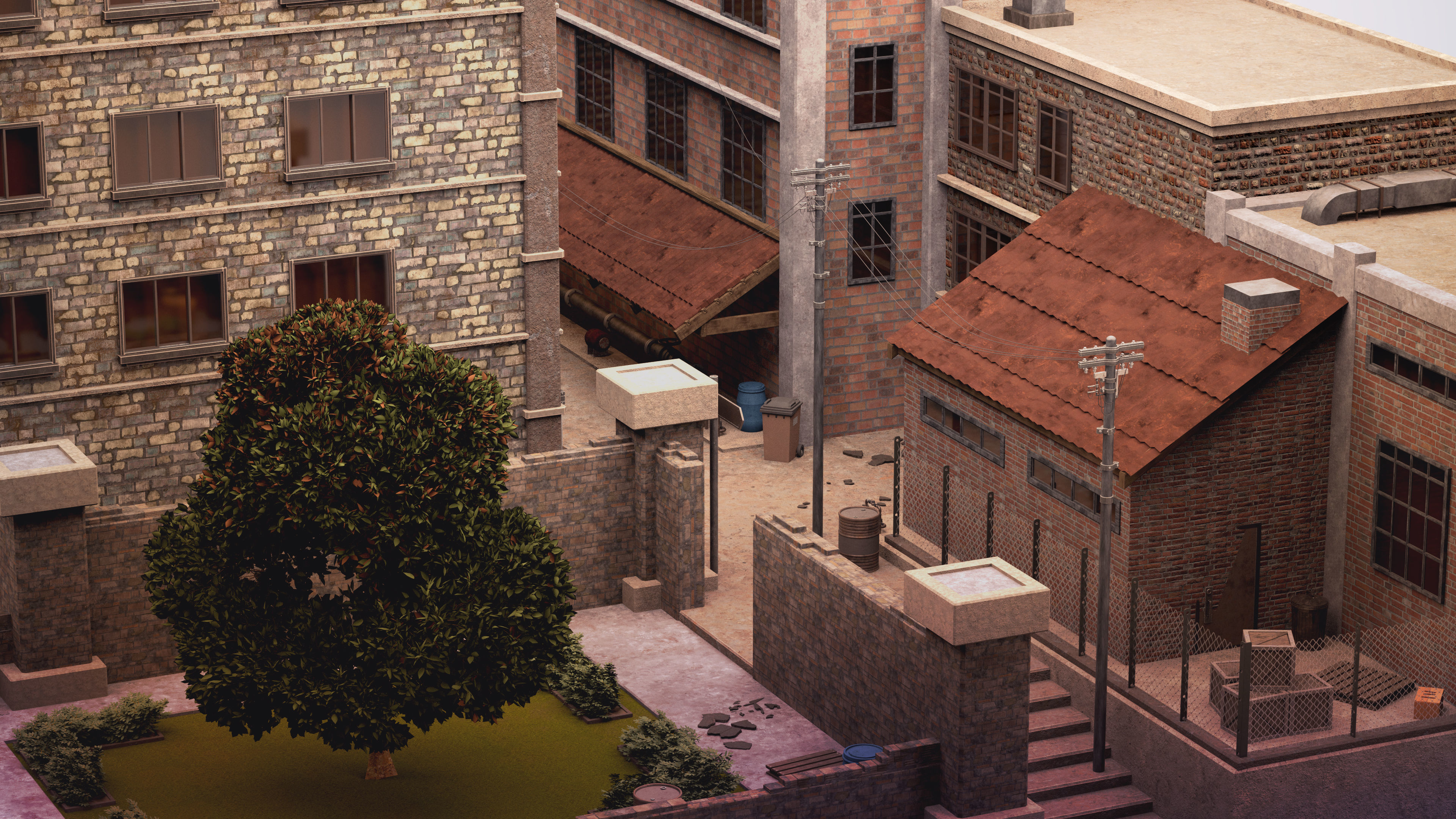 Exterior Alleyway Set 3D model_3