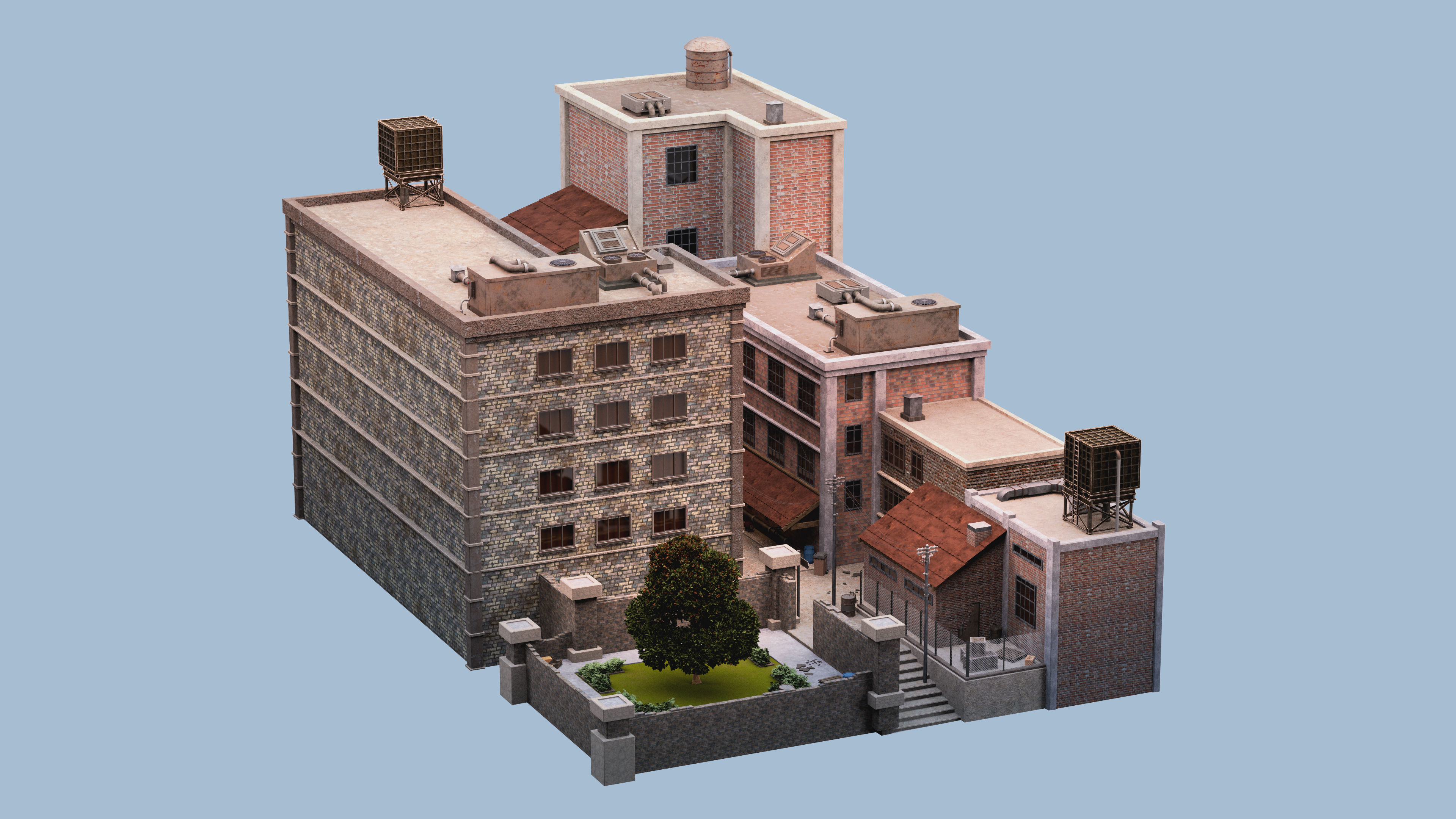 Exterior Alleyway Set 3D model_4