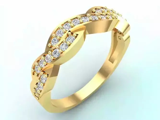 Diamond ring - Womens Rings - Spiral ring- Two rows of stones