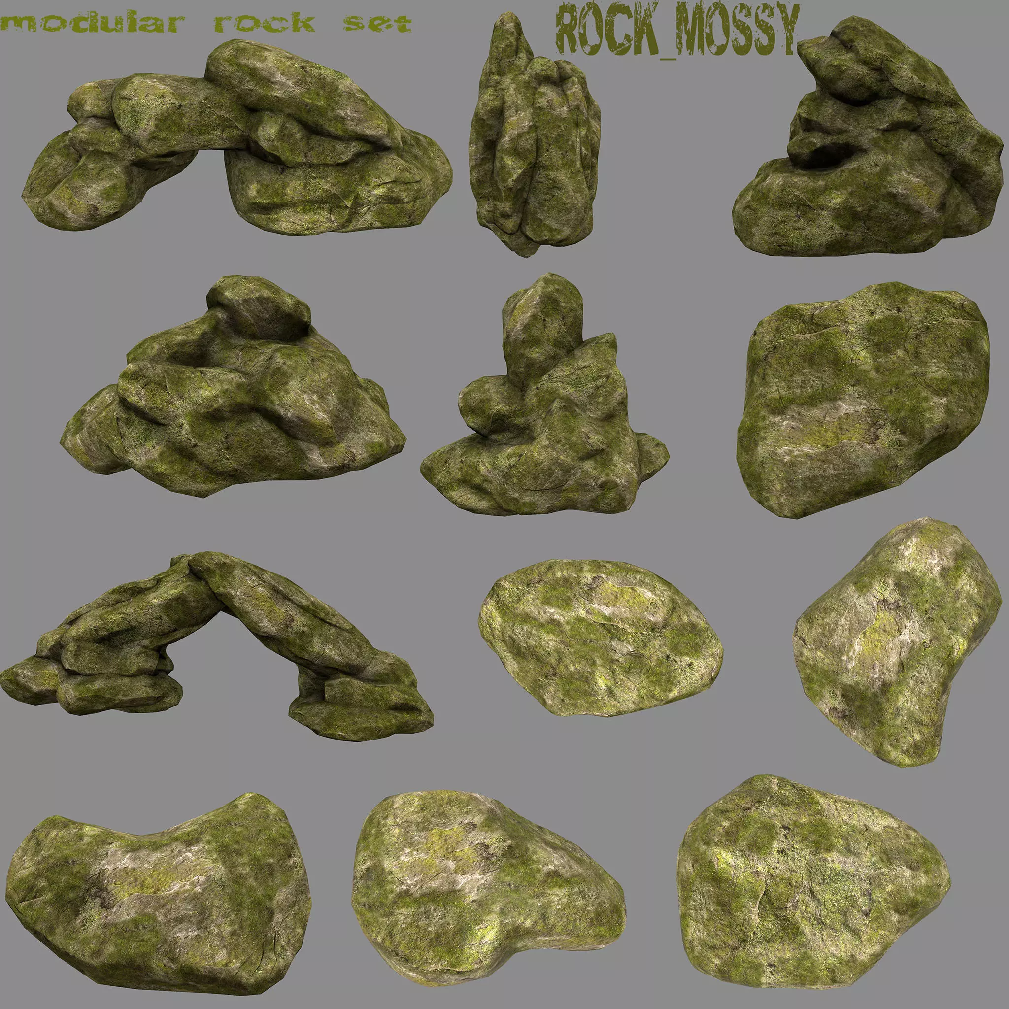 rock  mossy Low-poly 3D model_0