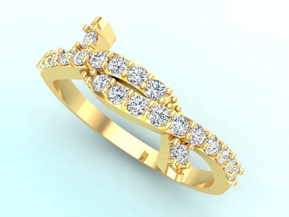 Diamond ring - A row of stones Spiral - Womens Rings 3D print model_4