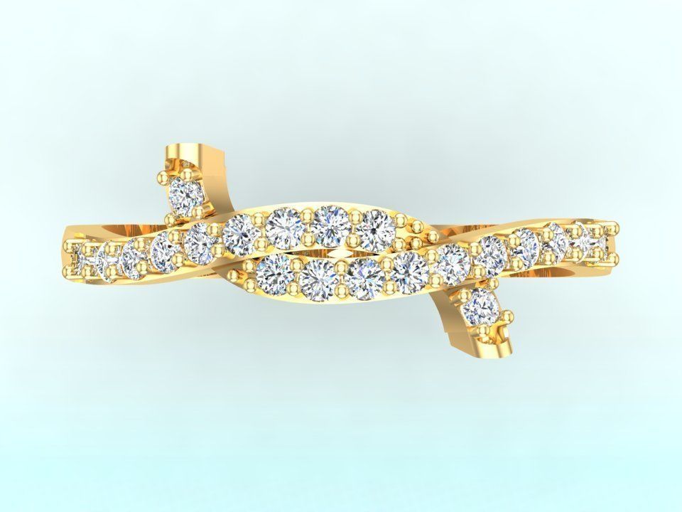 Diamond ring - A row of stones Spiral - Womens Rings 3D print model_5