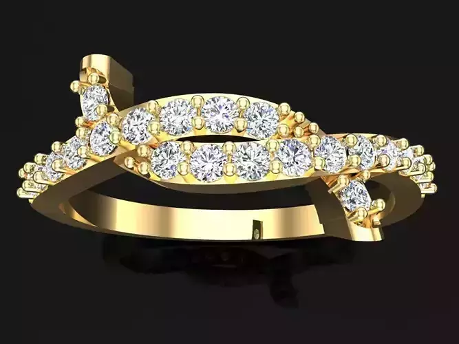 Diamond ring - A row of stones Spiral - Womens Rings