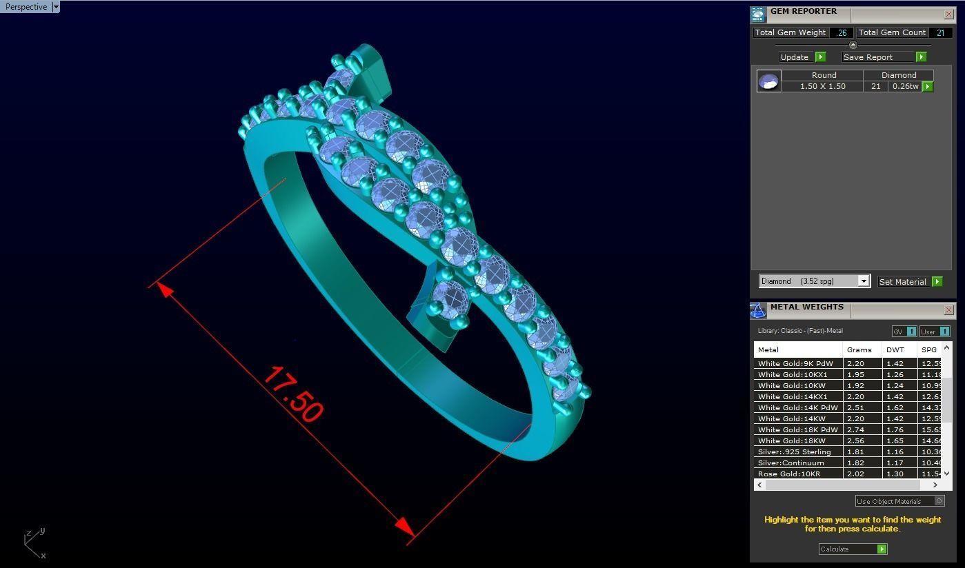 Diamond ring - A row of stones Spiral - Womens Rings 3D print model_7