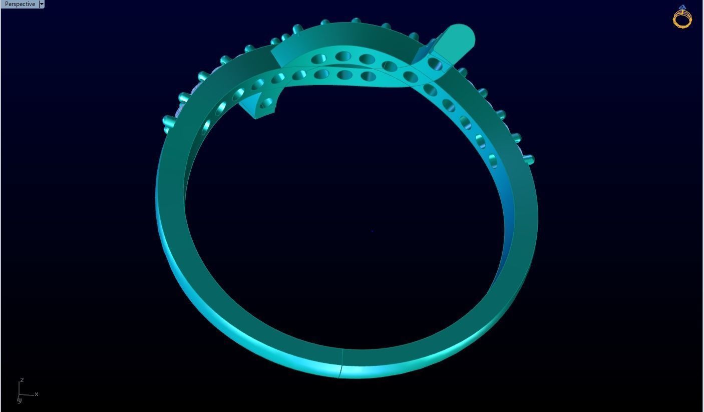 Diamond ring - A row of stones Spiral - Womens Rings 3D print model_8