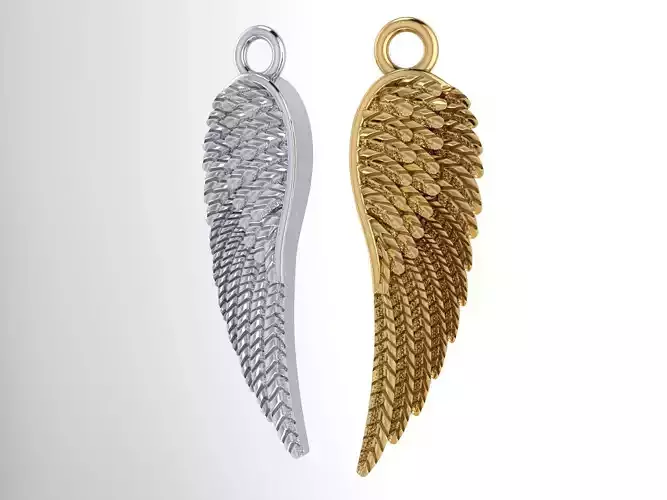 Angel Wing Printable Necklace Pendant 3dmodel 23mm Height 3D print model