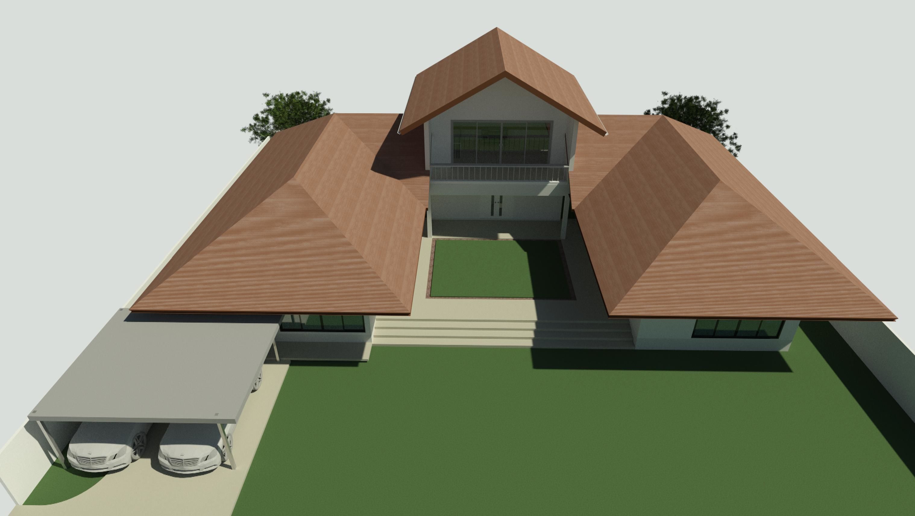 Tropical U house 3D model_1