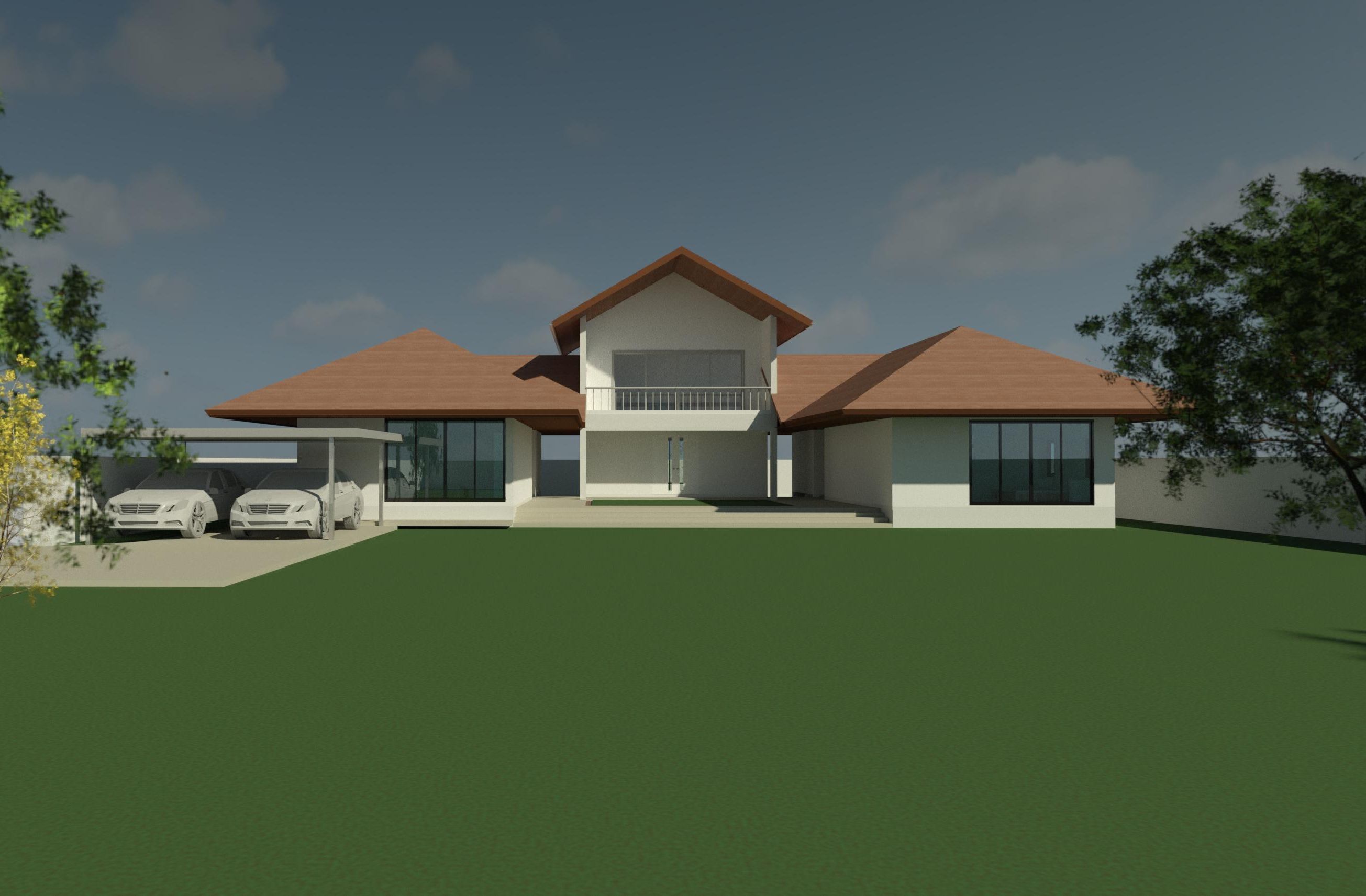 Tropical U house 3D model_2
