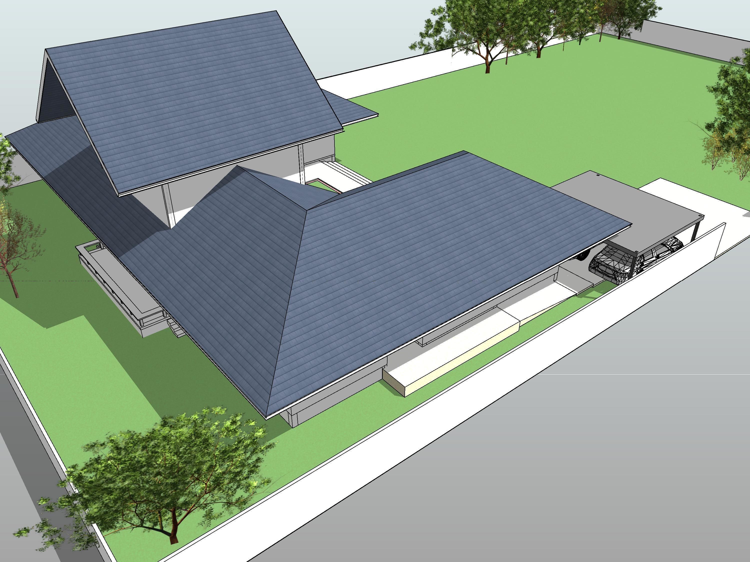 Tropical U house 3D model_4