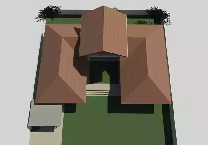 Tropical U house 3D model