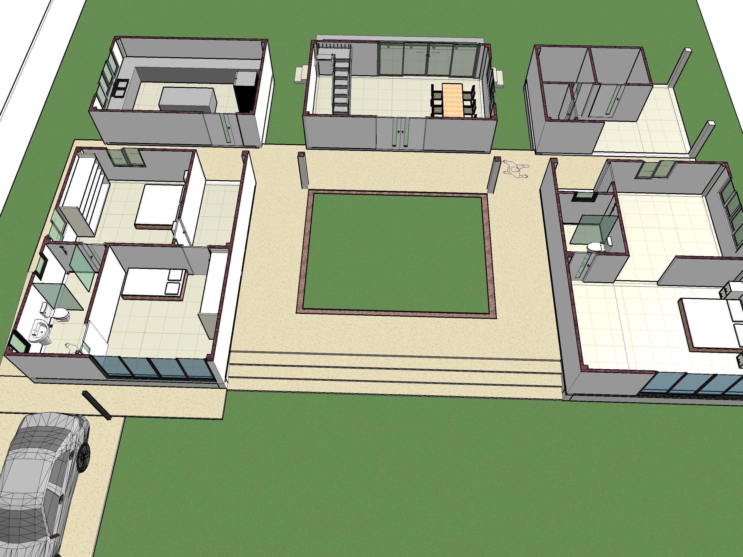Tropical U house 3D model_7