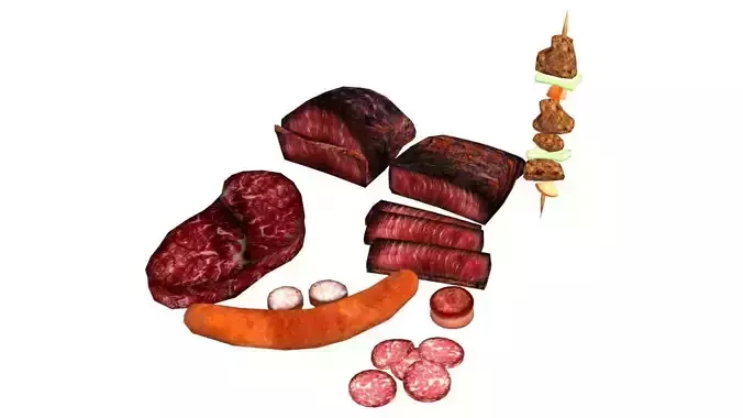 Meat Barbecue Pack Low-poly 3D model