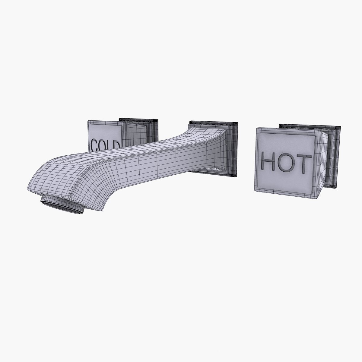 Tap Model 2 bathroom faucet with two squares 3D model_7