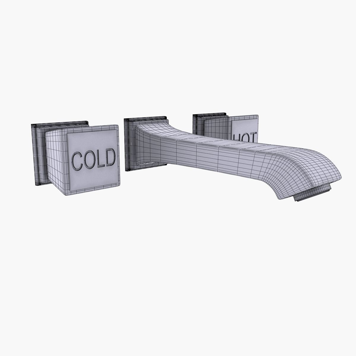 Tap Model 2 bathroom faucet with two squares 3D model_5
