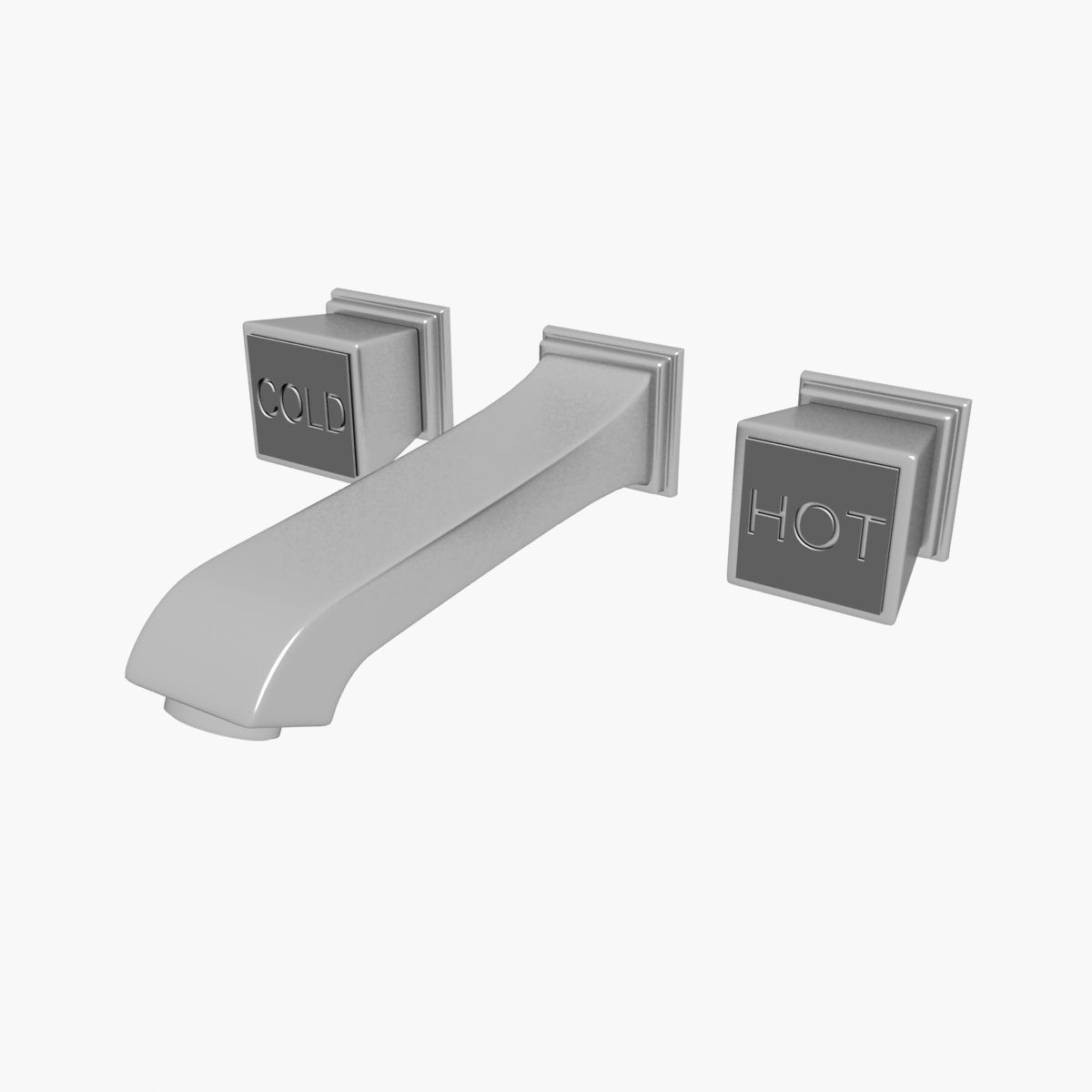 Tap Model 2 bathroom faucet with two squares 3D model_3