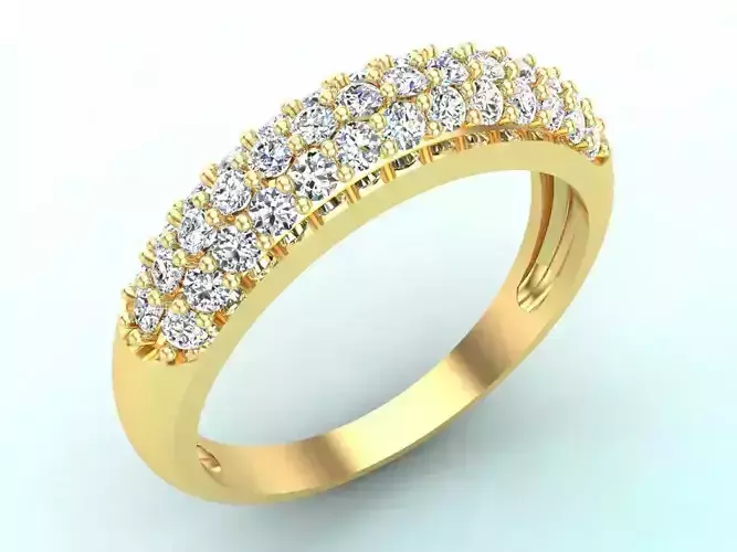 Diamond ring - Three rows of stones ring -  Womens Rings