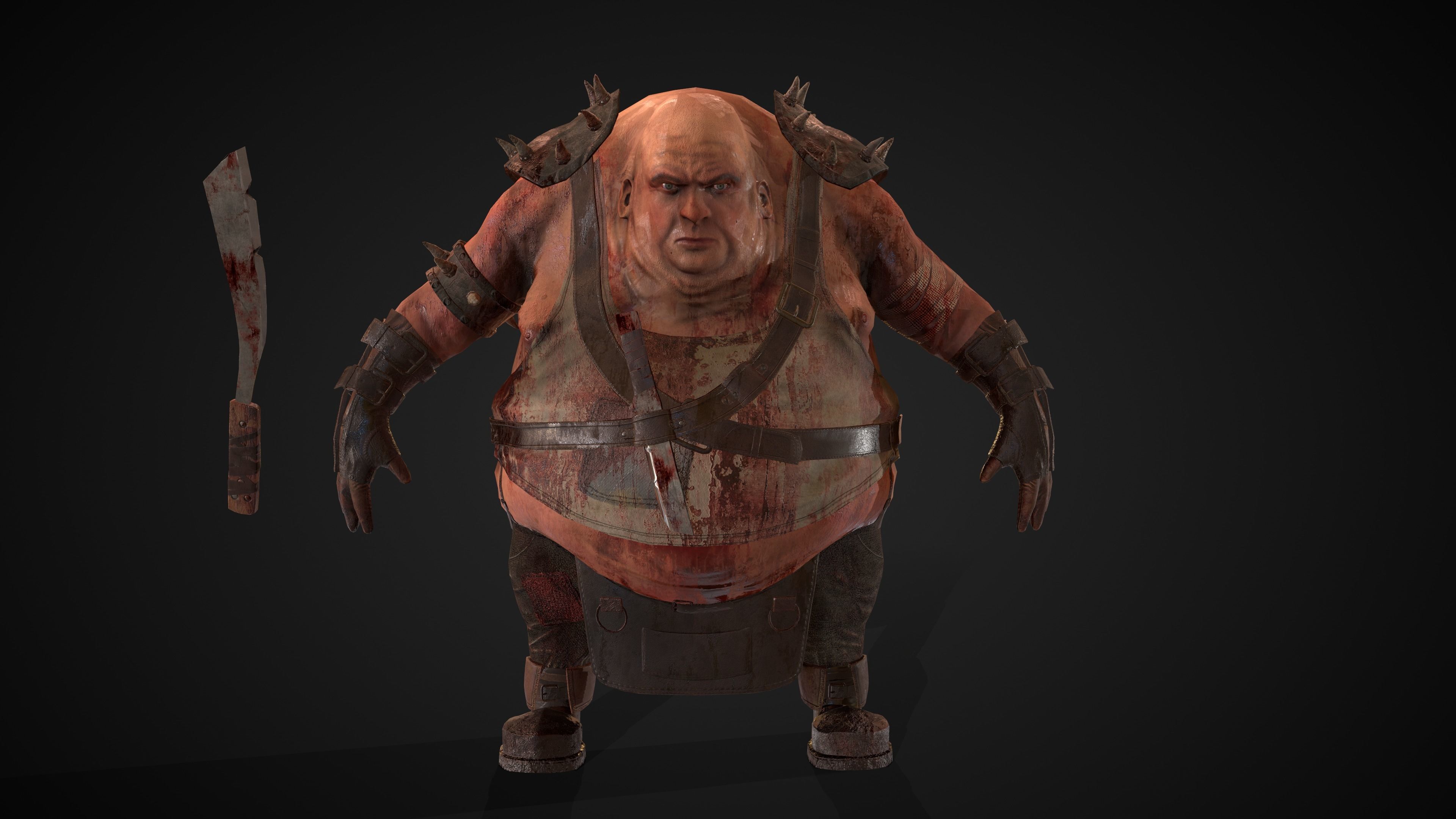 Fat Warrior  Low-poly 3D model_0