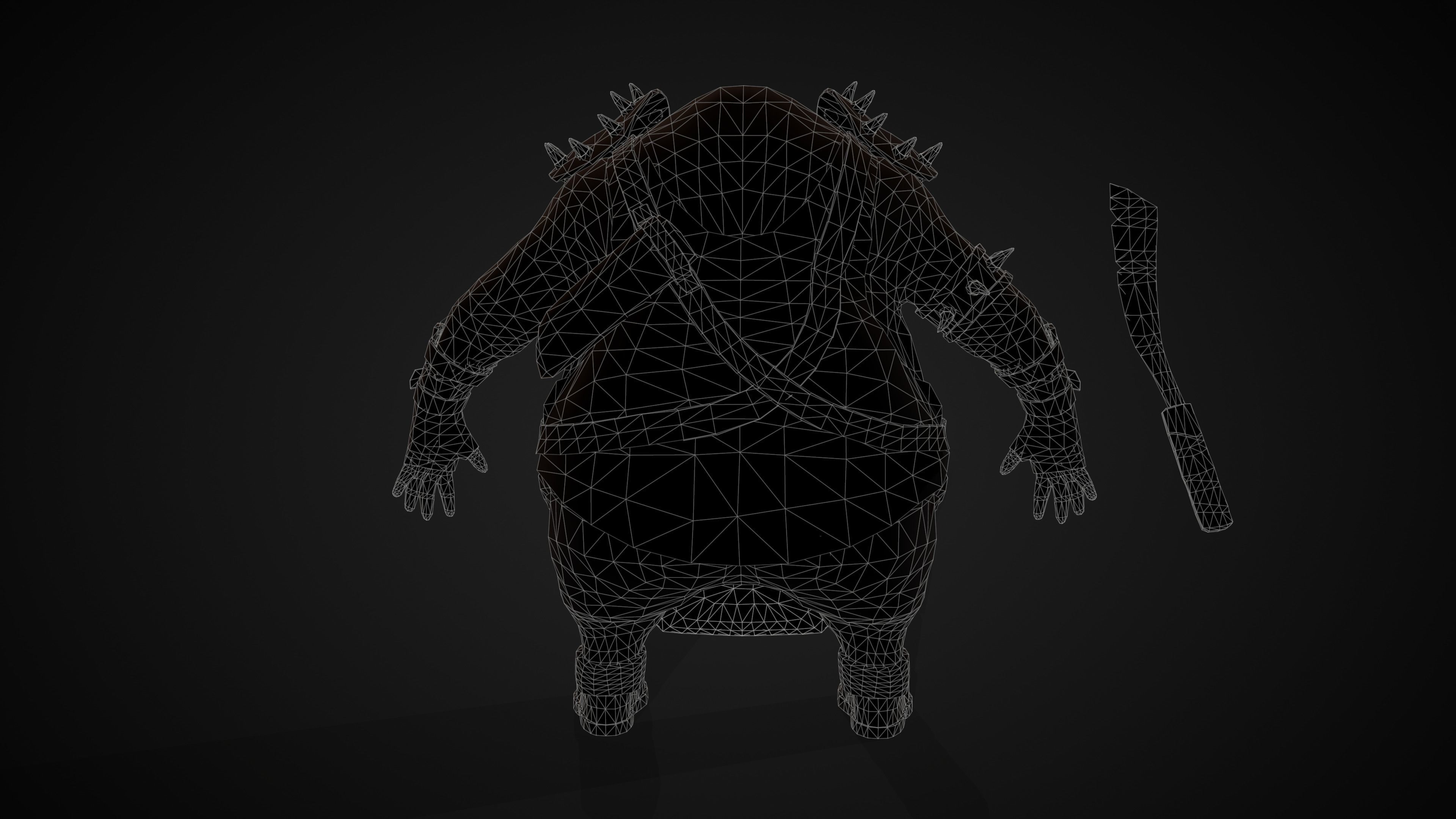 Fat Warrior  Low-poly 3D model_14