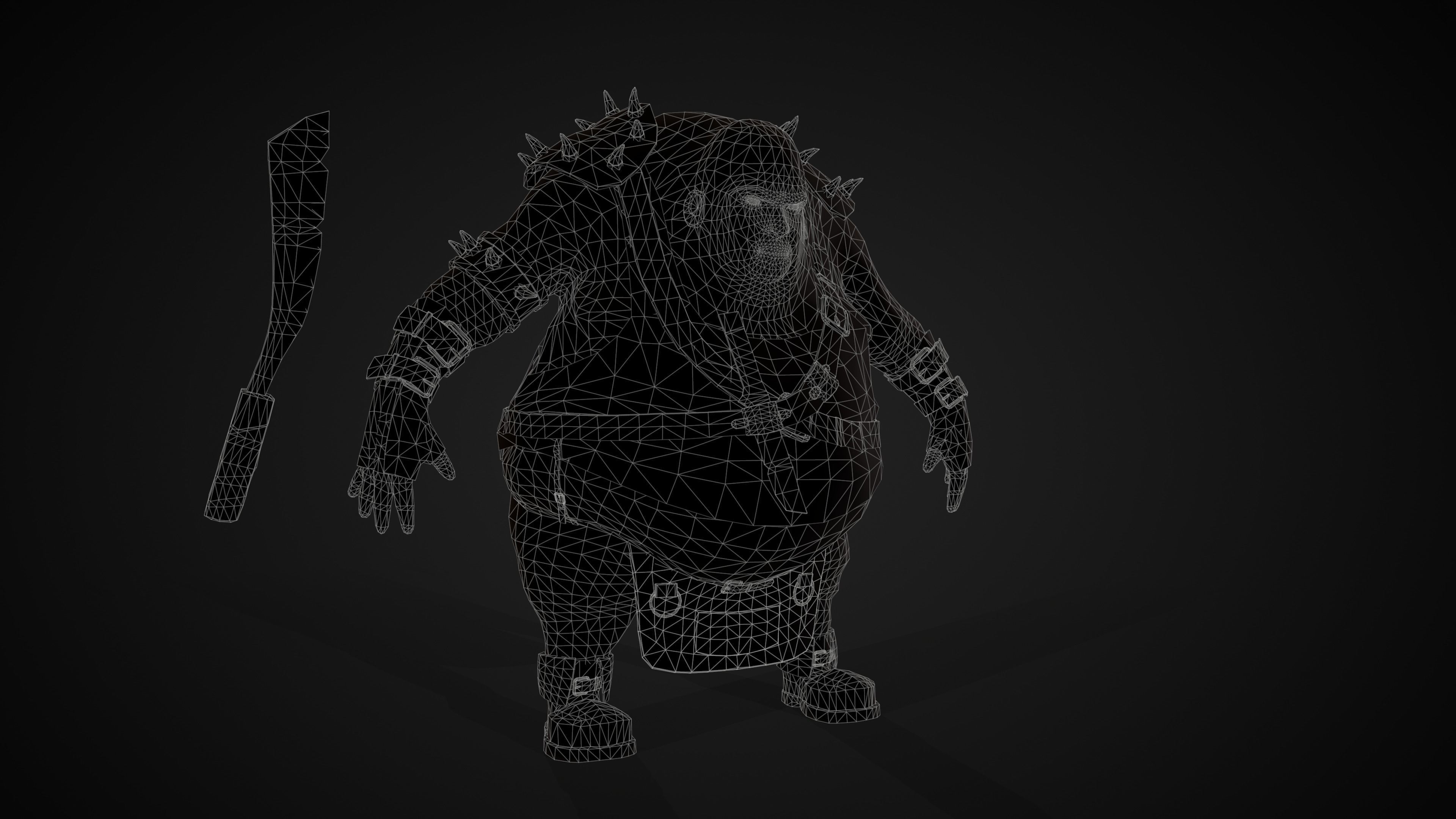 Fat Warrior  Low-poly 3D model_12