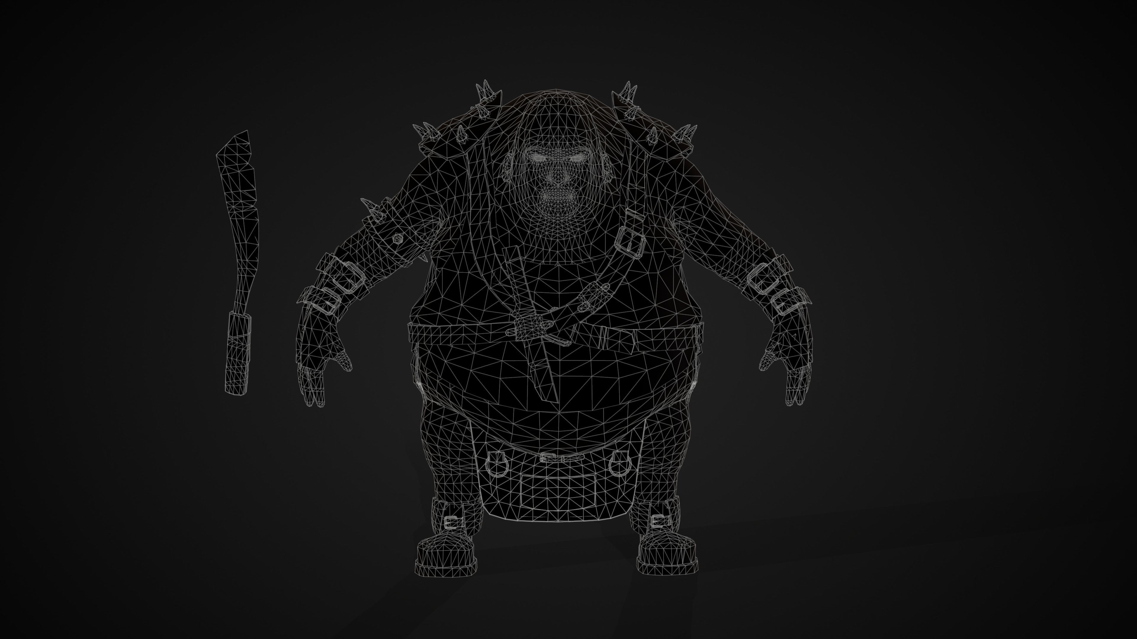Fat Warrior  Low-poly 3D model_13