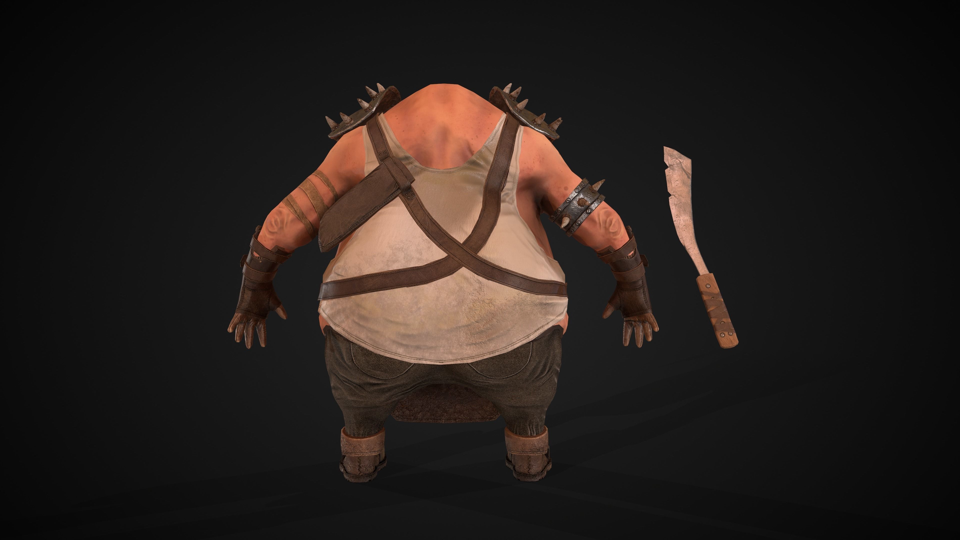 Fat Warrior  Low-poly 3D model_10