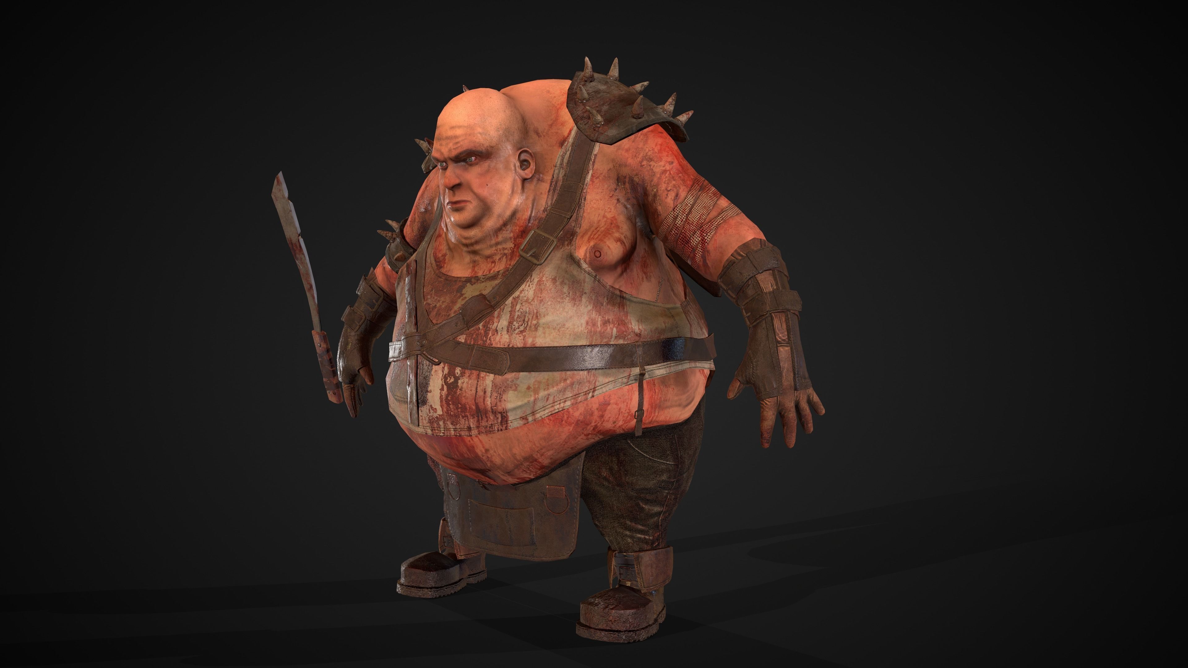 Fat Warrior  Low-poly 3D model_1