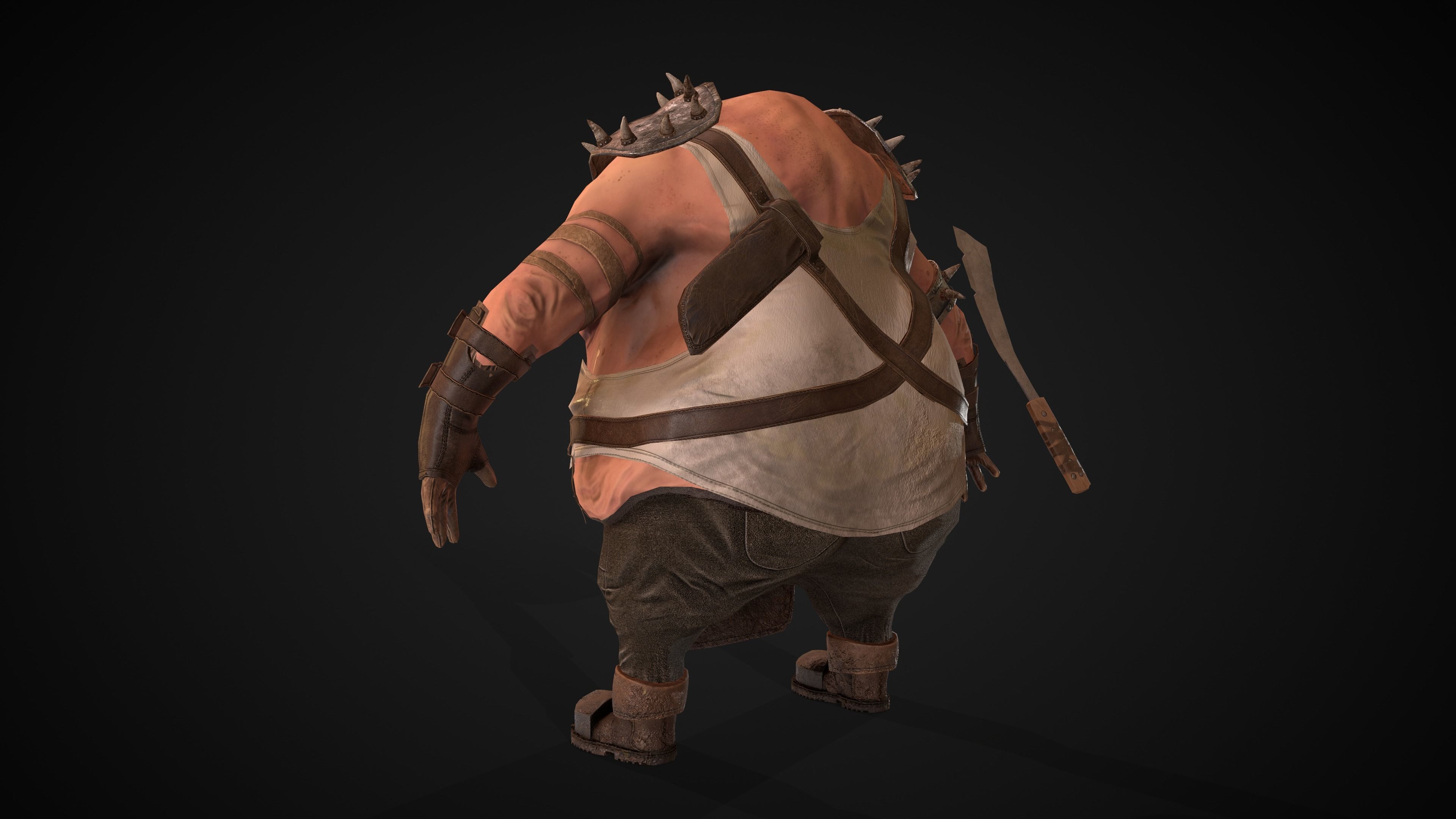 Fat Warrior  Low-poly 3D model_11