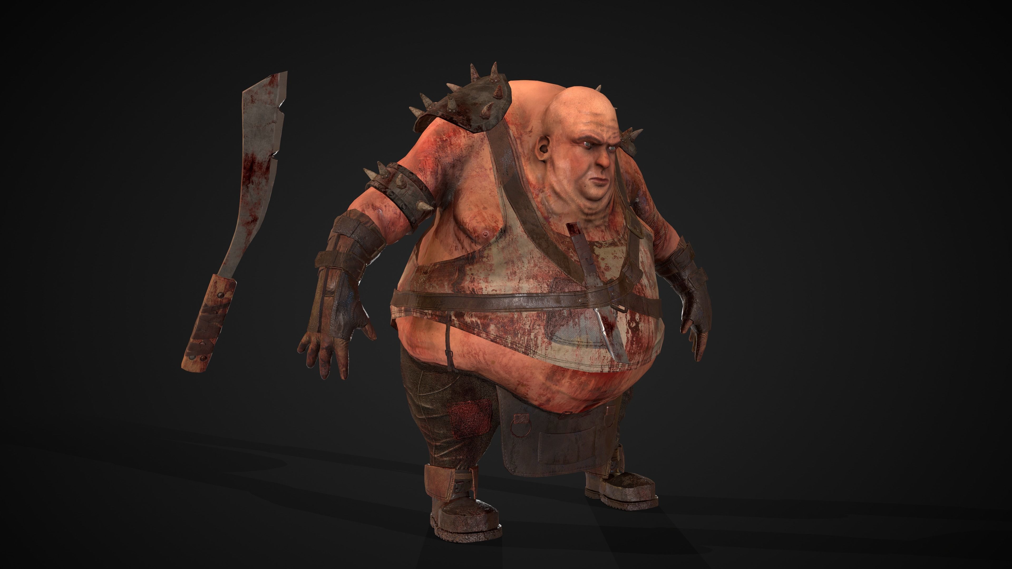Fat Warrior  Low-poly 3D model_5