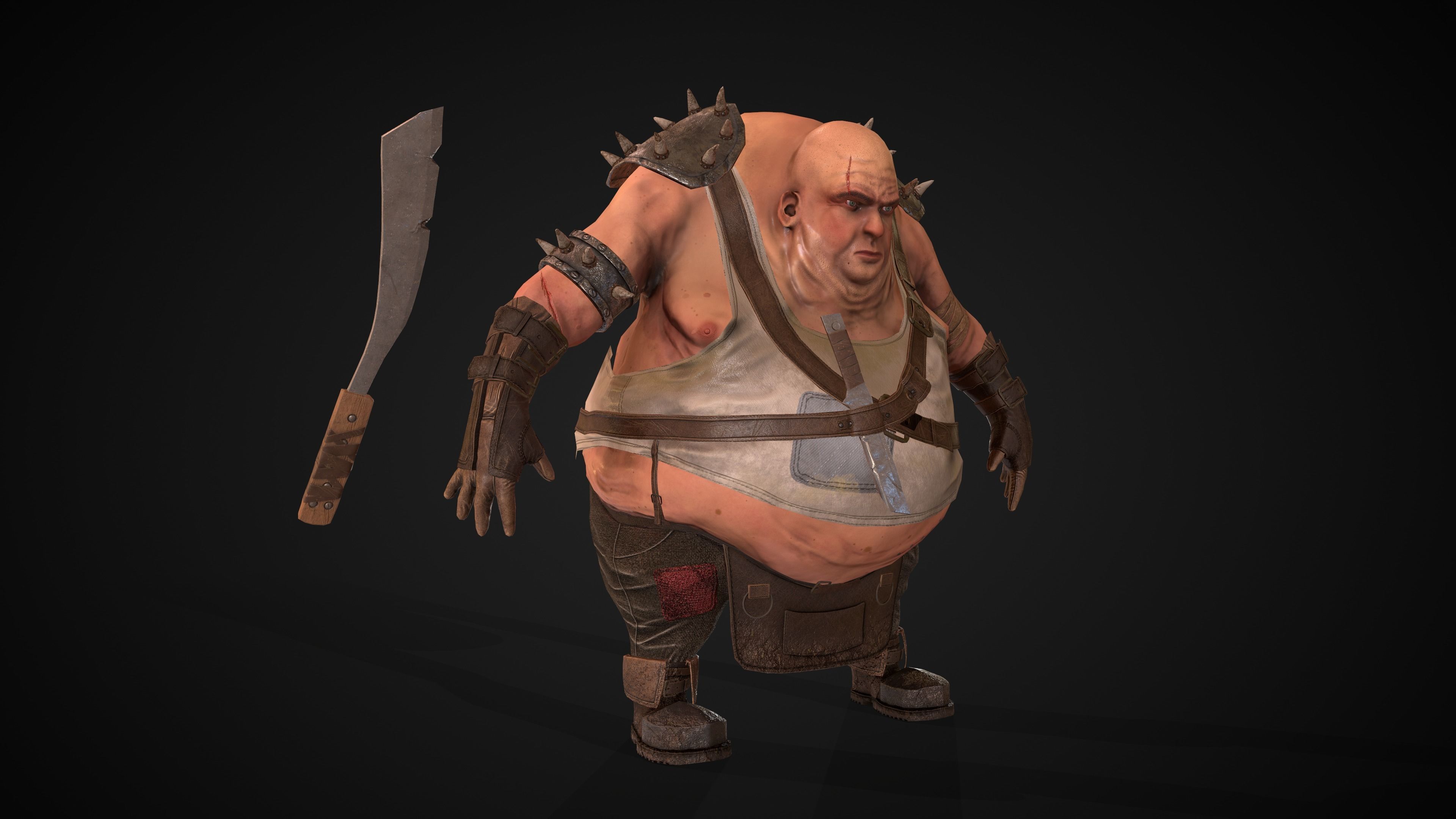 Fat Warrior  Low-poly 3D model_6